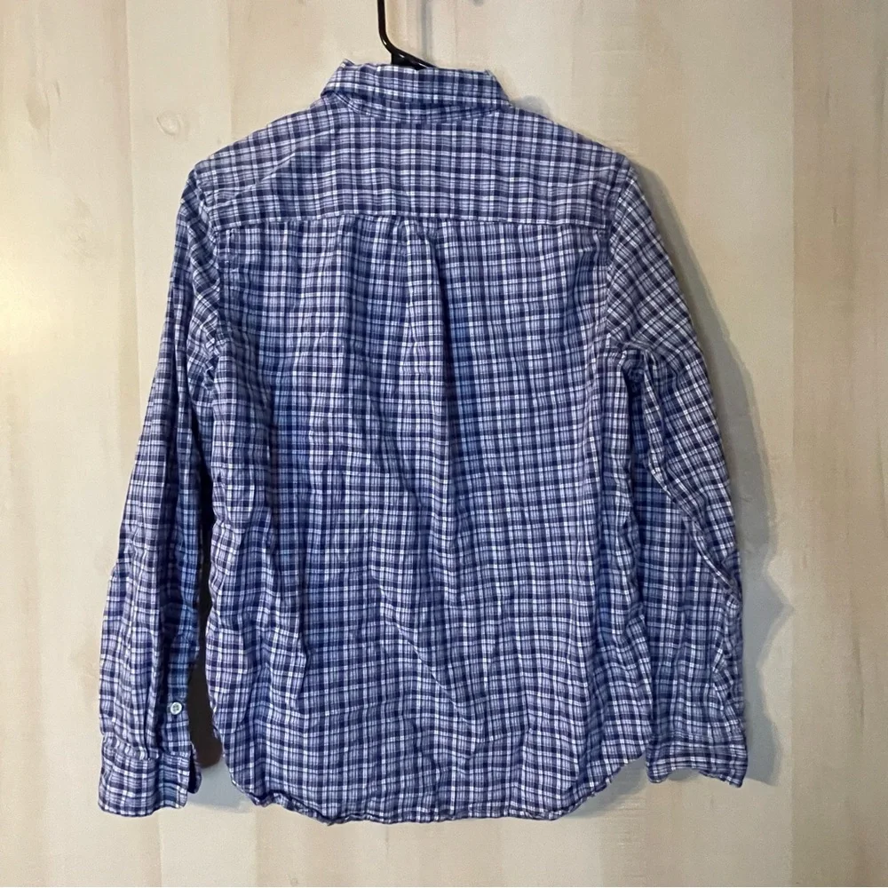 Ralph Lauren blue white plaid long sleeve button front shirt size XL Youth 18/20